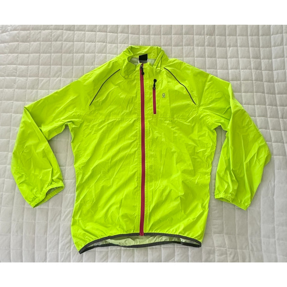 LITTLE DONKEY ANDY Womens Jacket XL Neon Yellow Windbreaker Run Cycle Packable - Picture 2 of 8